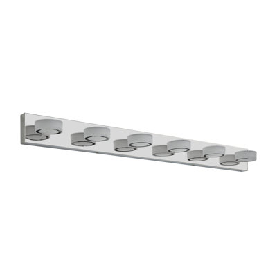 45" Modern 6-Light LED Vanity Light, Sleek Chrome Bathroom Wall Light Fixture for Mirror, Shower, and Bathroom Decor