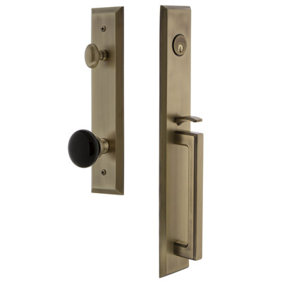 5th Avenue Handleset with Single Cylinder Deadbolt and Coventry Door Knob and Rosette