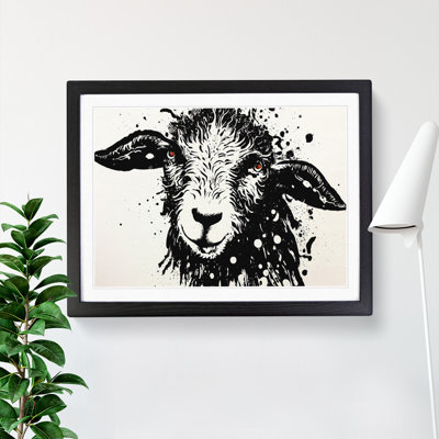 Sheep Paint Splatter Abstract - Framed Print
