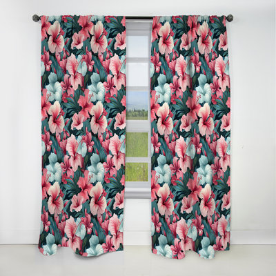Motif tropical Island Mirage III - Rideau floral - Rideau floral occultant en velours - 1 panneau