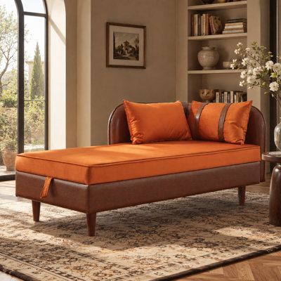 Chaise longue Verralin 65 po en velours avec rangement, fauteuil d'intérieur moderne et capitonné avec rangement dissimulé, coussins de dossier, pieds en bois massif et capacité de charge de 500 lb.