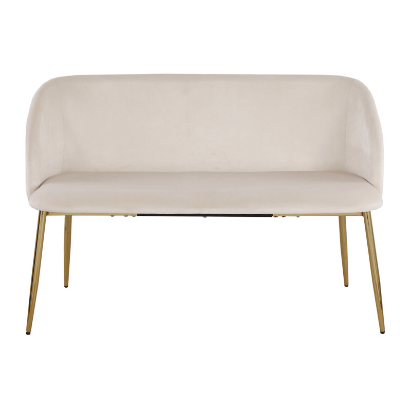 Banc rembourré en velours Terrence, Crème / doré