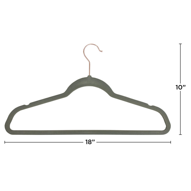 Cintre standard en velours antidérapant pour robe / chandail / chandail, gris