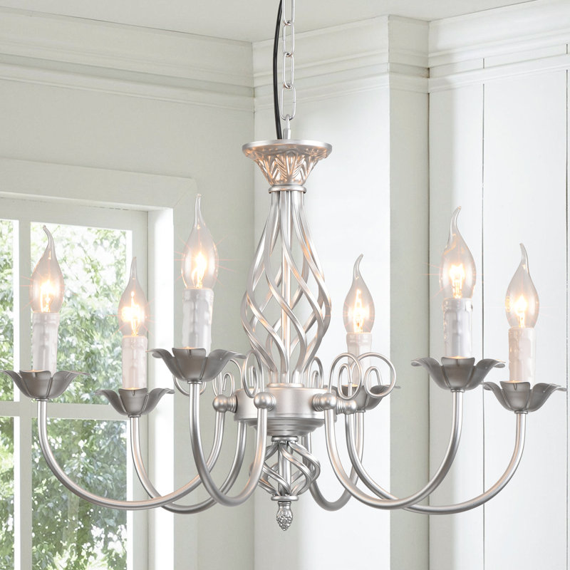 Pelchat 6 - Light Candle Style Chandelier, Silver