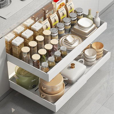 Knape & Vogt 14.56-in W x 19.25-in H 2-Tier Pull Out Metal Baskets & Organizers Knape & Vogt 14.56-in W x 19.25-in H 2-Tier Pull Out Metal Baskets & Organizers