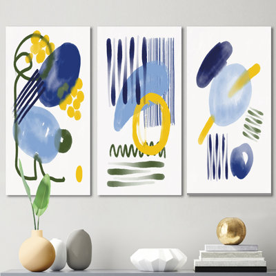Formes abstraites minimalistes en dégradés rétro III - ensemble d'art moderne Mid-Century de 3 pièces