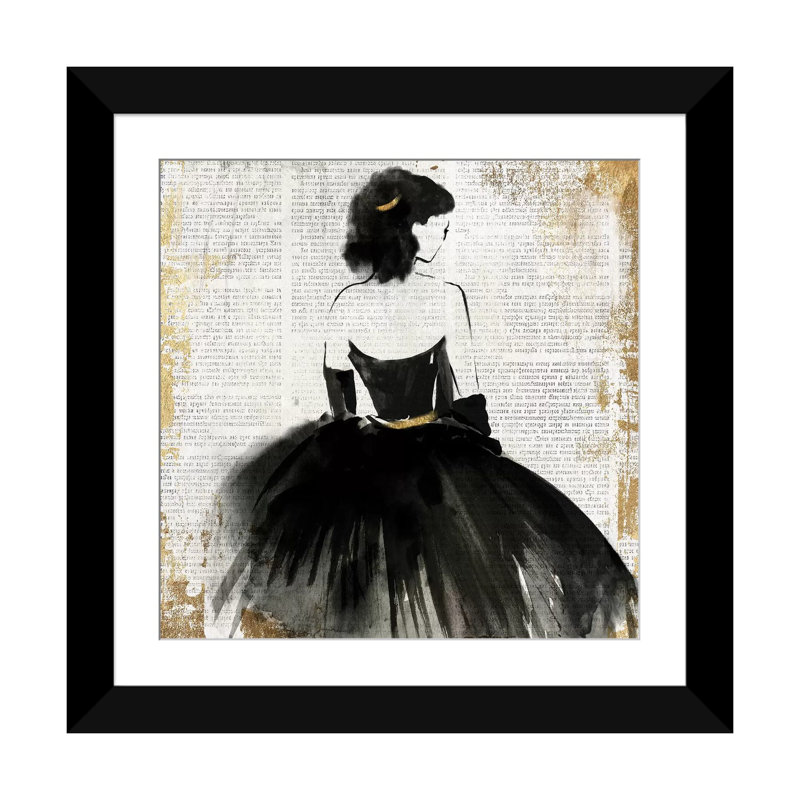«Lady», reproduction d'impression sur toile, H 16 po x l 16 po x P 1 po, Papier d'art encadré noir, Blanc