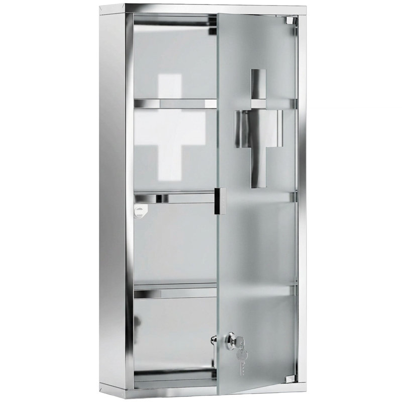 Medicine Cabinet Bathroom Storage, 23.62"H x 11.81"W, White