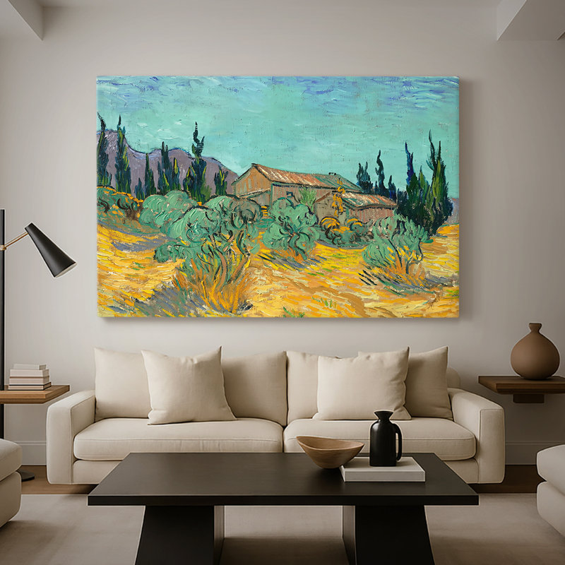Ferme parmi les oliviers-Vincent van Gogh-Toile tendue avec châssis-1889, 40 po x 60 po