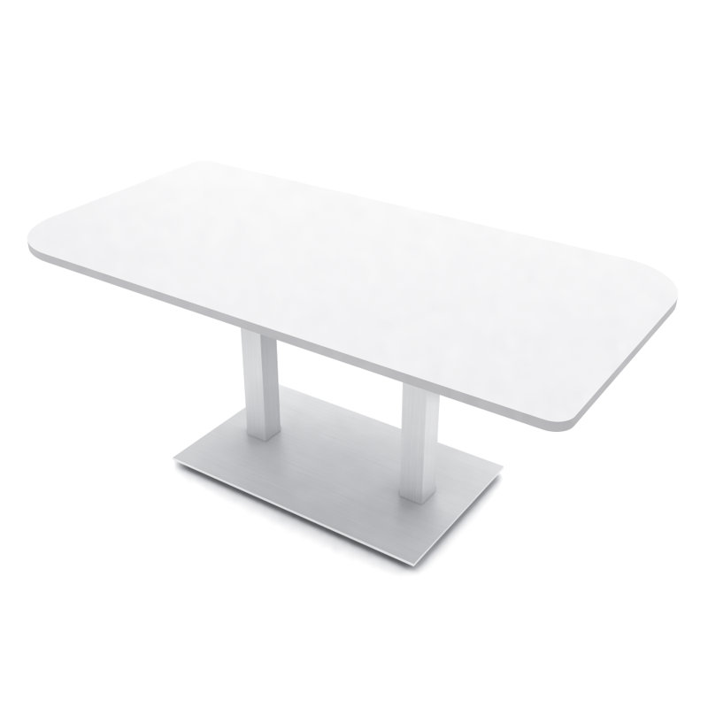Table de conférence Ogren Duo, L 60 po x l 36 po, Blanc classique, Argent argent