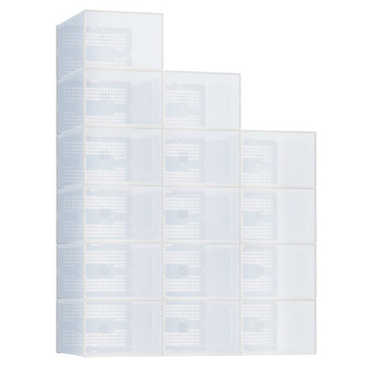 Boîtes de rangement de chaussures empilables transparentes avec emboîtement, organisateur en plastique transparent (ensemble de 15)