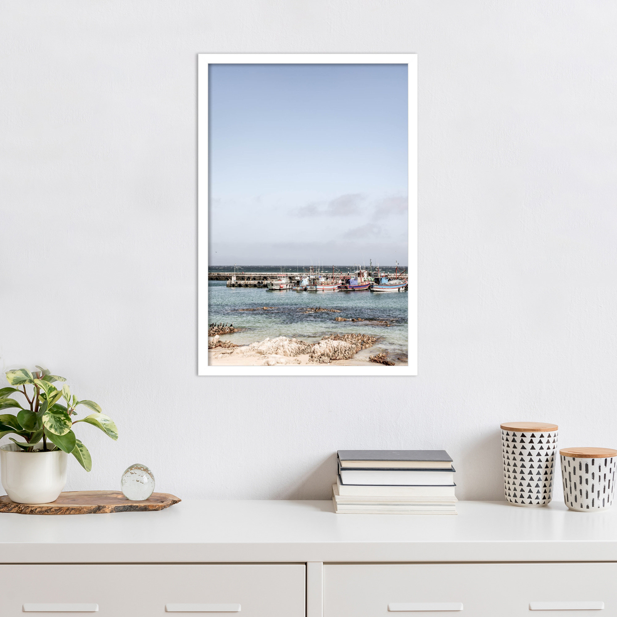 Kalk Bay Beach by Shot by Clint Wood Framed Wall Art Print, White, 25" H x 17" W