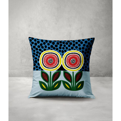 Folksy Flower  Square Throw Pillow