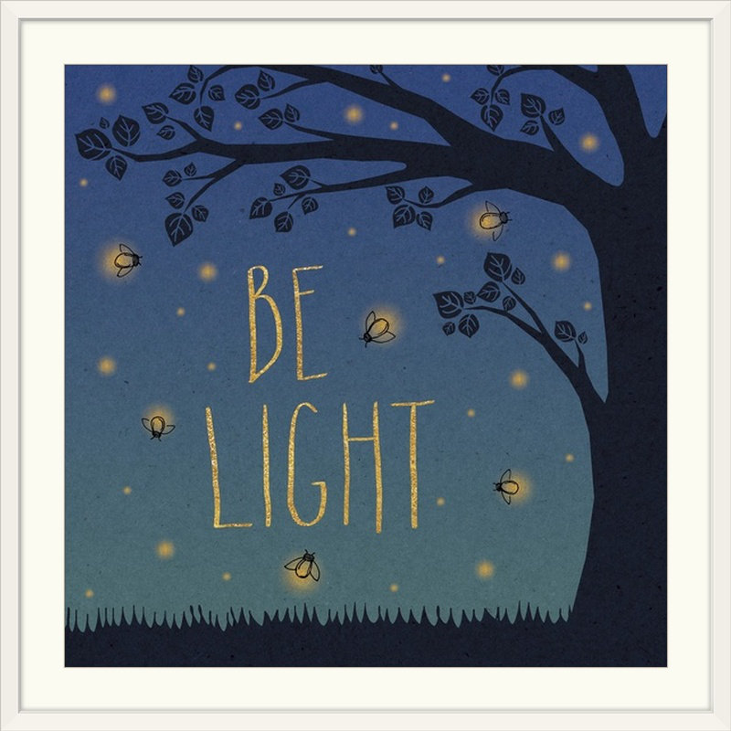 «Twilight Fireflies IV» par Laura Marshall - impression d'art textuel, Cadre blanc, H 24 po x l 24 po x P 1 po