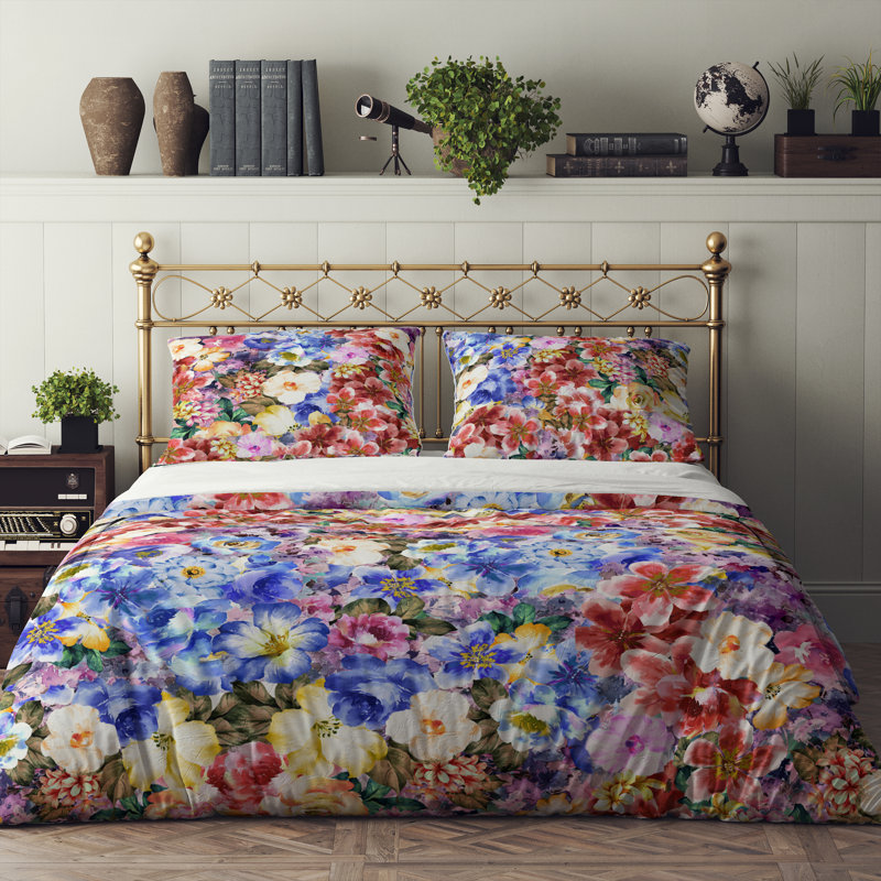 Floral Duvet Cover, Queen Duvet Cover + 2 Queen Shams