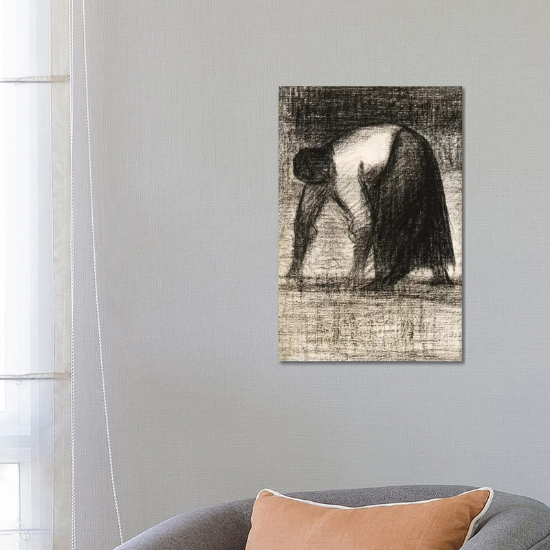 Paysanne Les Mains Au Sol 1882 by Georges Seurat - Wrapped Canvas Print, 66.04 cm H x 45.72 cm W x 3.175 cm D