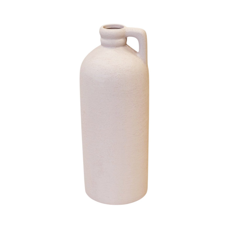 White Tall Textured Ceramic Jug Vase 24cm
