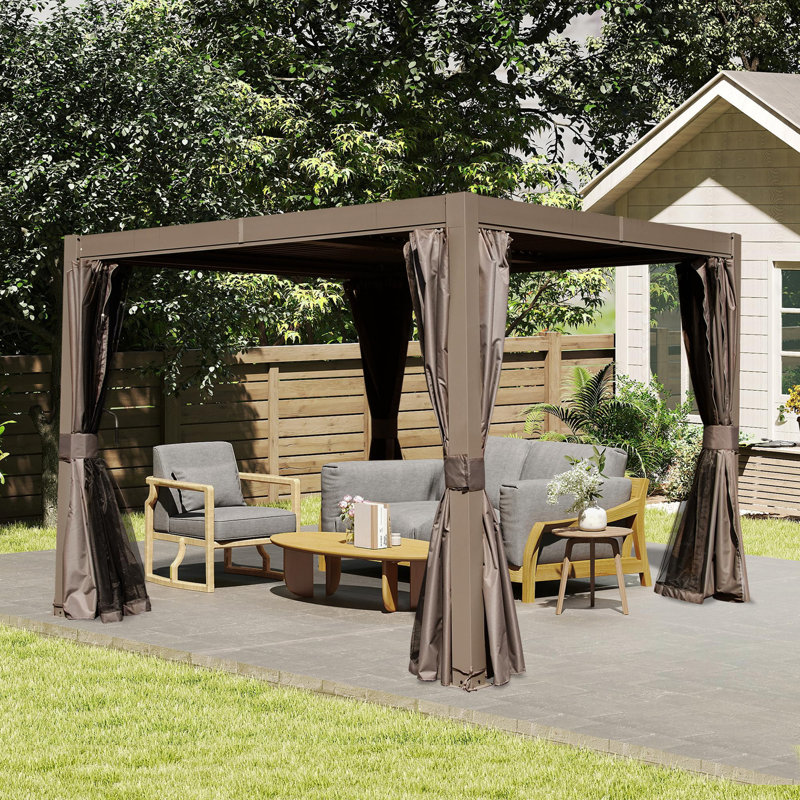 Pergola d'extérieur à persiennes avec persiennes réglables, Brun