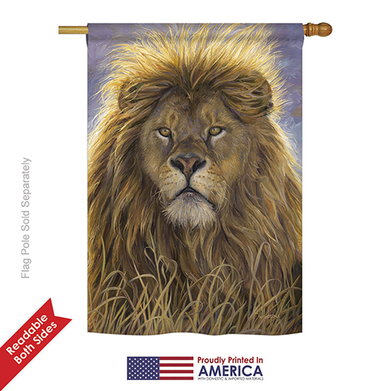 "lion" , impression en polyester de 2 côtés 40 x 28 po drapeau maison