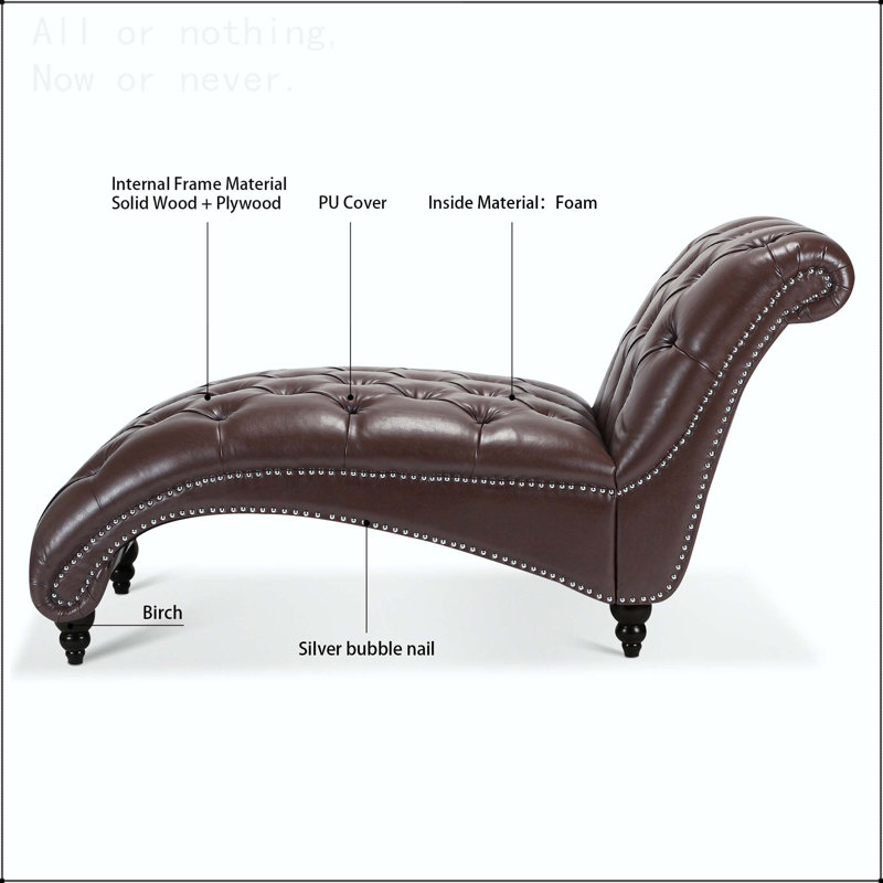 Chaise longue sans accoudoirs touffetée, Marron foncé