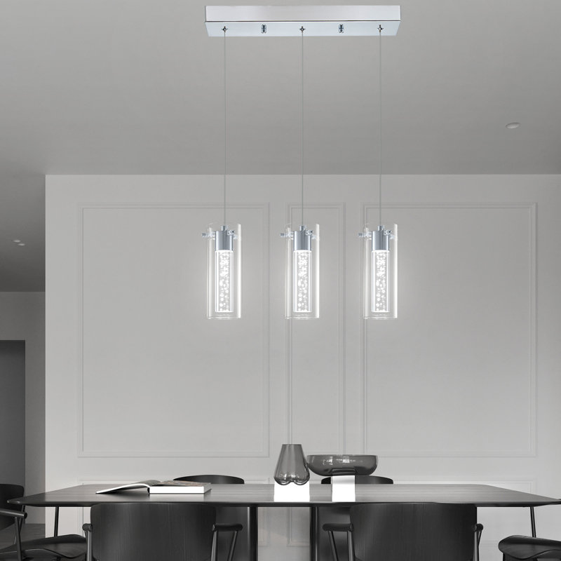 Bojidar - Light LED Kitchen Island Pendant, Chrome, 3