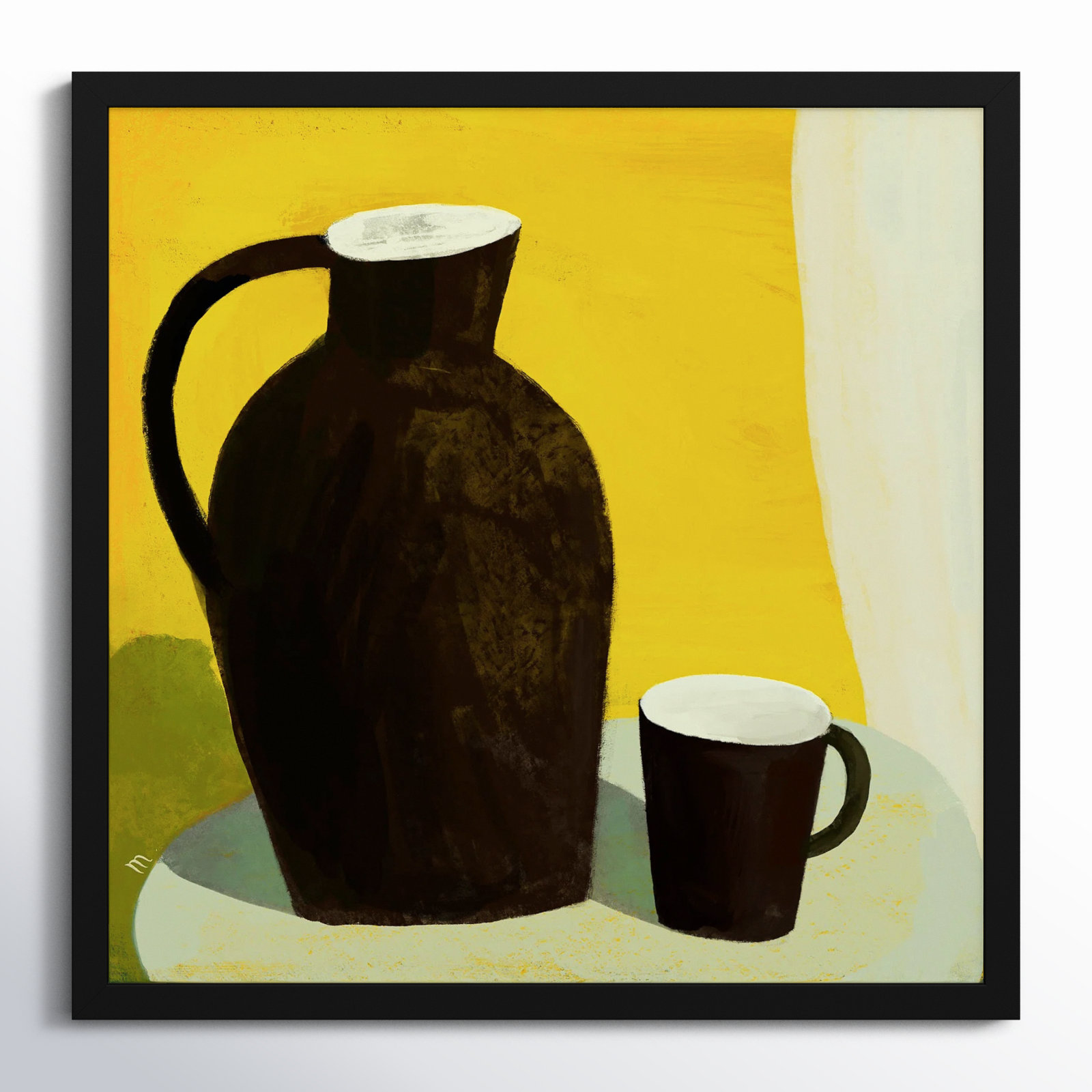 Julina "The Yellow Room" Painting, Black, 30" H x 30" W x 1.25" D