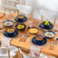 Service de table 16 pièces à cinq pétales en relief - 4 assiettes plates, 4 assiettes à salade, 4 bols à soupe, 4 bols à céréales-1836603138-1844338660