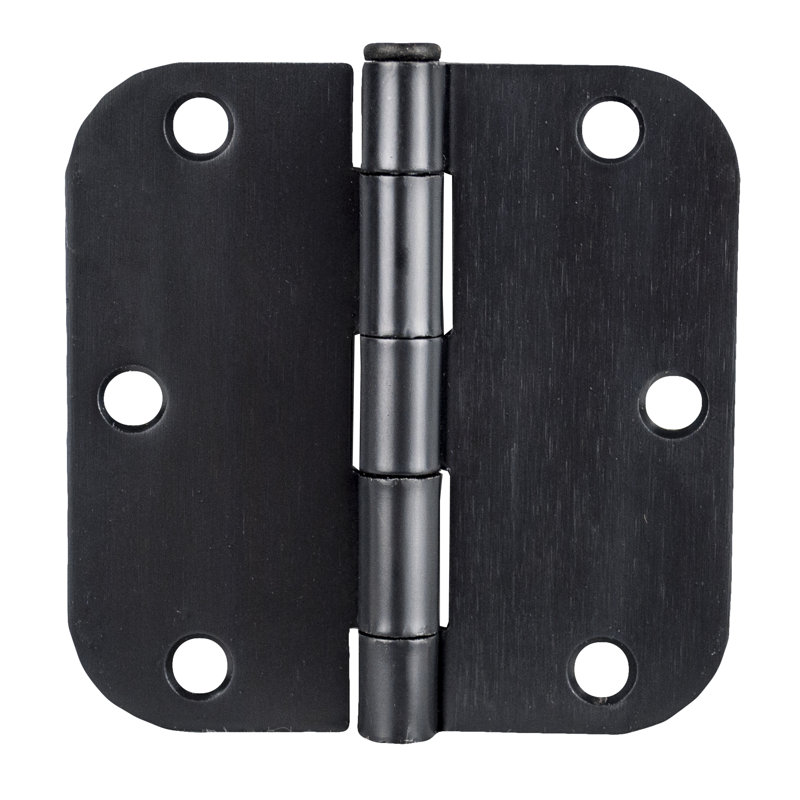 3.5 in. x 3.5 in. Full Mortise Residential 5/8 in. Radius Hinge with Removable Pin - Set of 2, Oil Rubbed Bronze