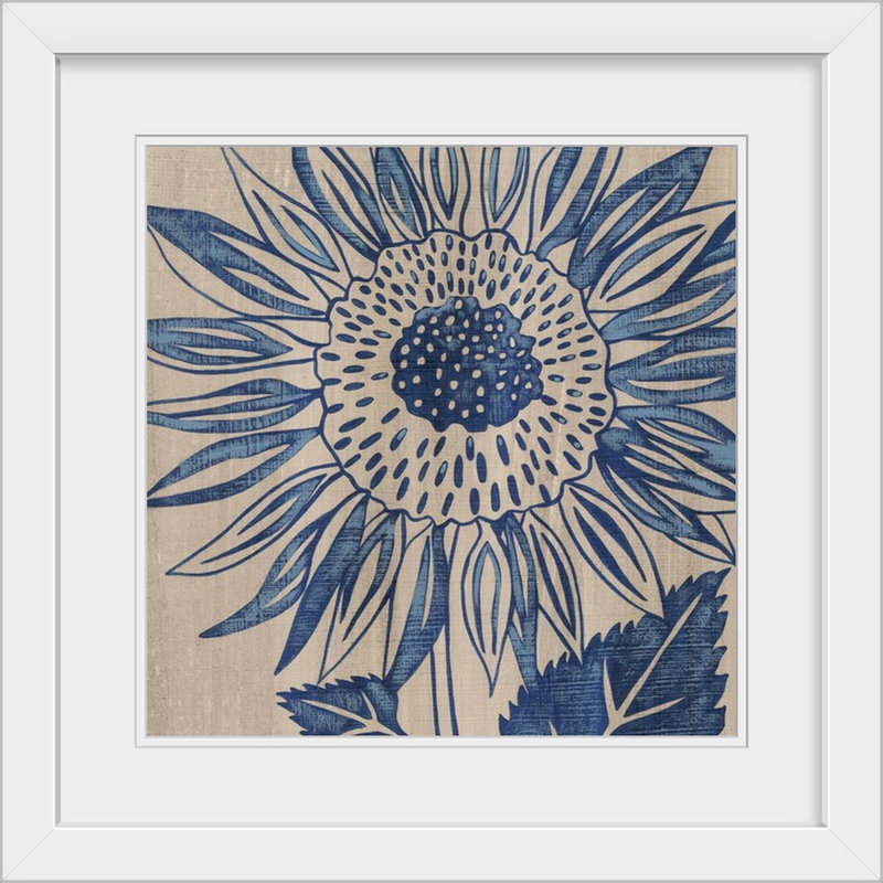 Indigo tournesol - imprimé, Cadre blanc, H 24 po x l 24 po x P 1 po