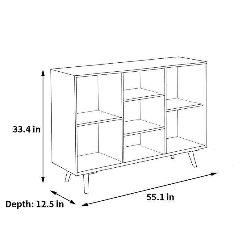 Une bibliothèque rétro et accrocheuse, (4 tablettes) H 33,4 po x l 55,1 po x P 12,5 po, Brun