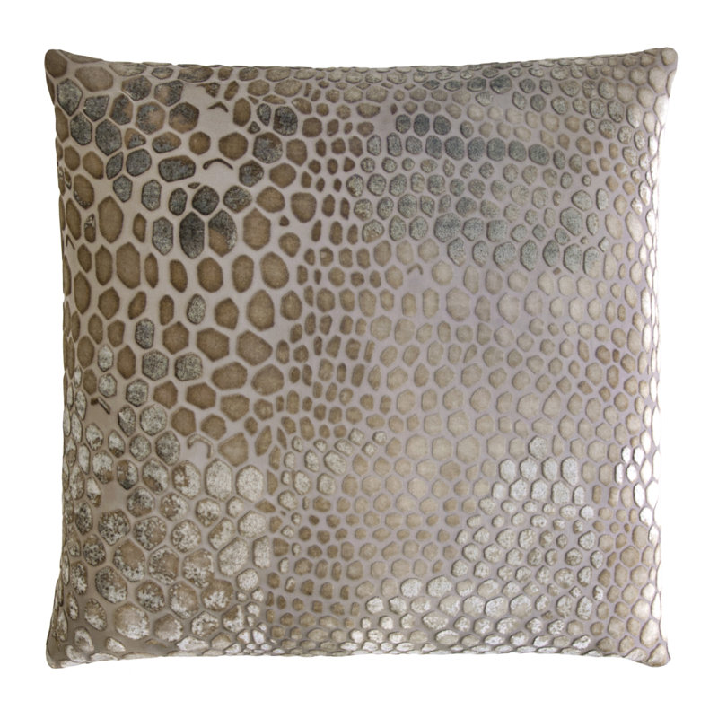 Snakeskin Square Velvet Pillow Cover & Insert, 22"H x 22"W, Coyote