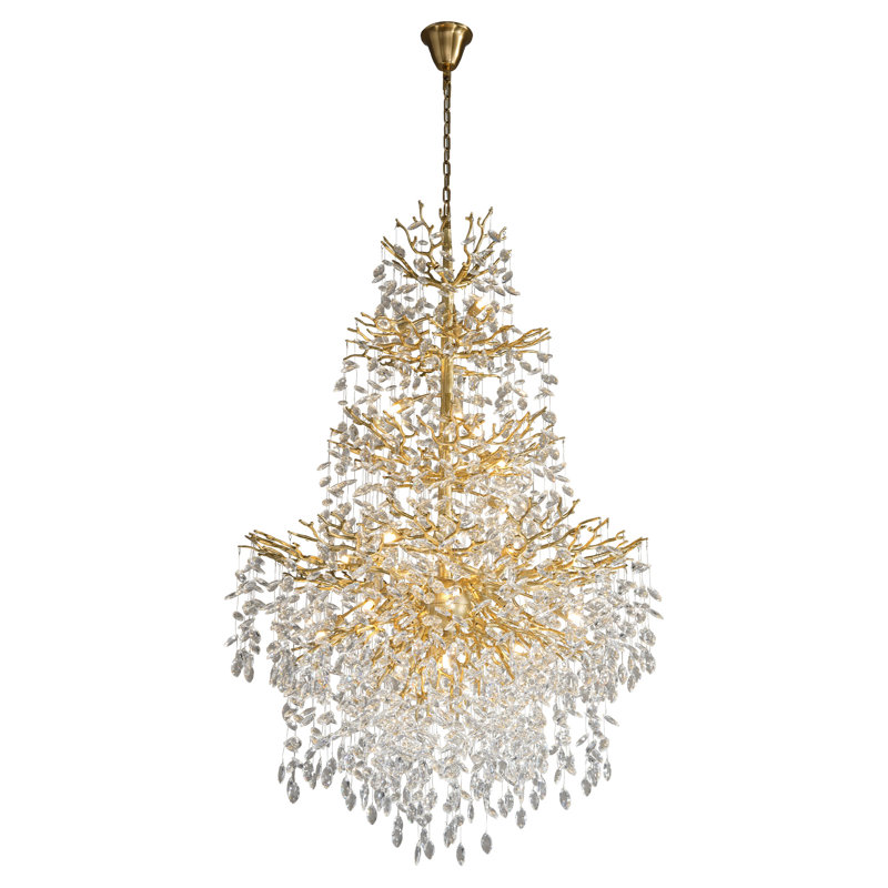Lustre en cristal de luxe pour escalier K9, H 61,02 po x l 39,37 po x P 39,37 po, 1, 24 lumières