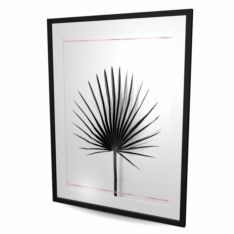 Cabbage Palm Leaf Print with Rose Lines - Botanical Decor