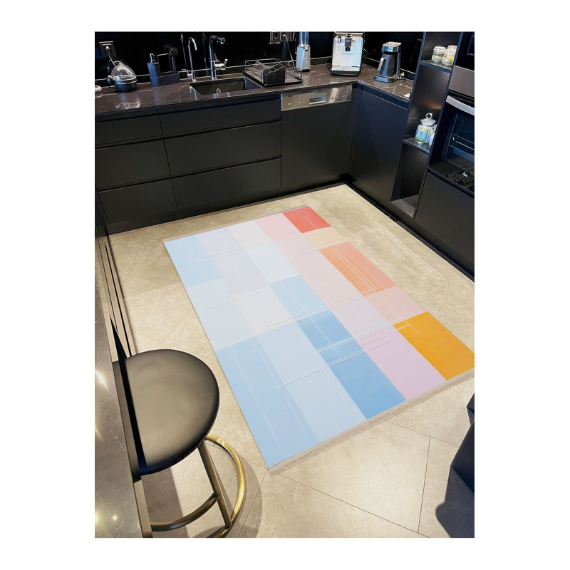 Tapis décoratif moderne à motif géométrique pastel, Tapis de couloir 3 pi 3 po x 6 pi 7 po inclus