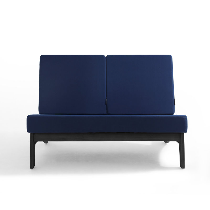 Causeuse d'extérieur avec coussins 43,9 po Polett, Marine, Noir