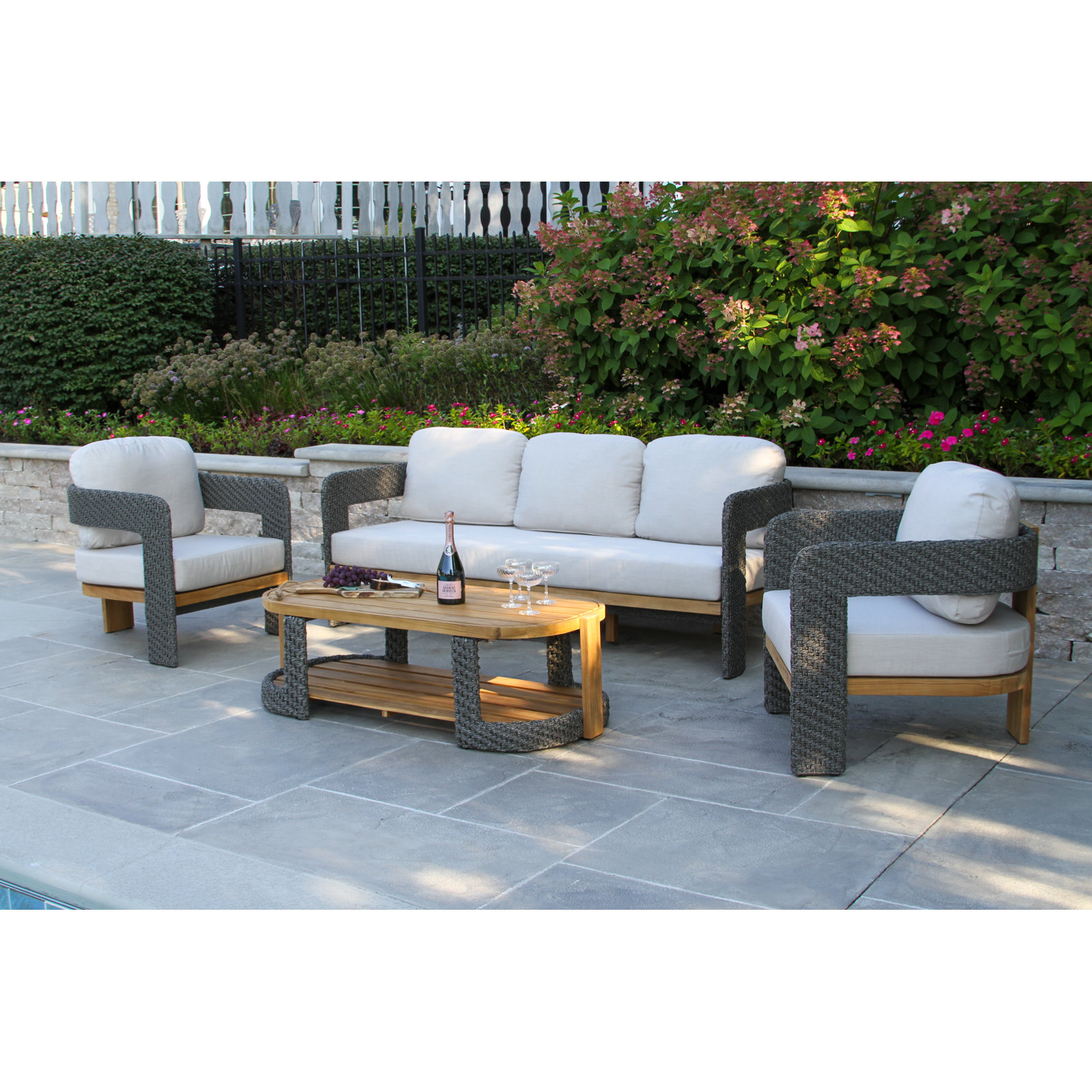 Estate Teak & Wicker Outdoor Coffee Table
