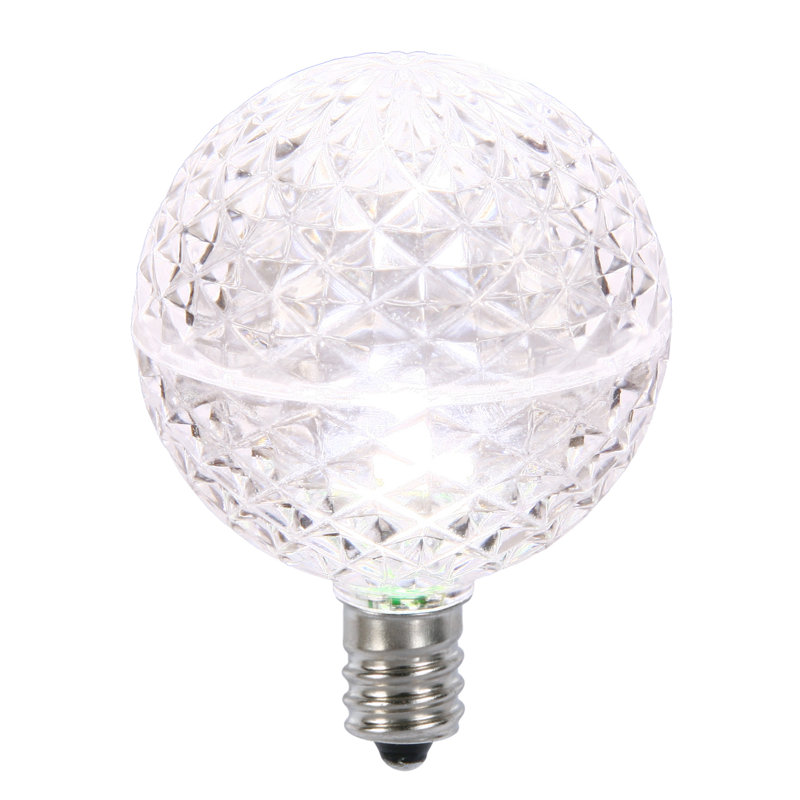 Vickerman G50 LED Pure White Replacement Bulb, E12/C7 Nickel Base .38W, 10 Bulbs Per Pack