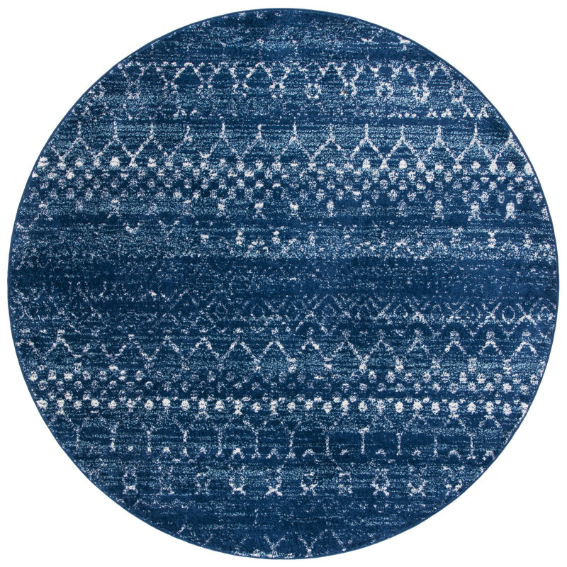 Tapis bleu / ivoire Peabody Southwestern, Rond 6 pi 7 po