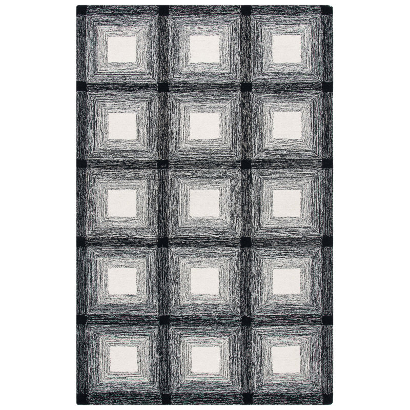 Laramy Hand Tufted Wool Pile Geometric Rug, Rectangle 8' x 10'