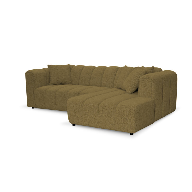 3 Seater Corner Sofa, Polyester - Yellow, Right Hand Facing