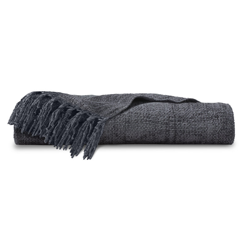 Jeté en viscose et chenille, Noir