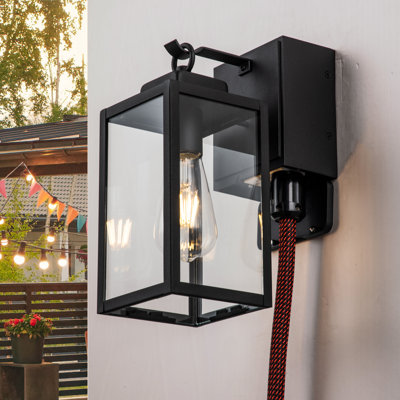 Lanterne murale d'extérieur noire H 11,75 po
