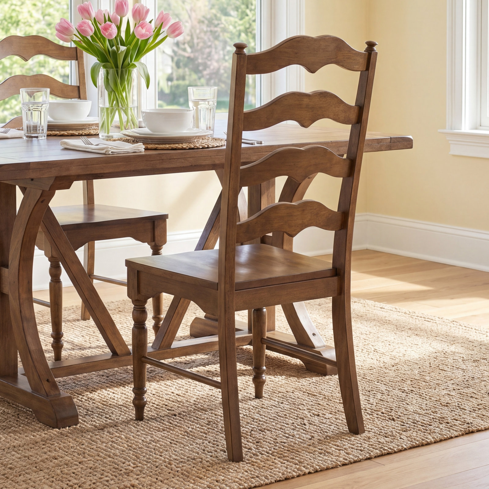Visalia Ladder Back Dining Chair, Dark Oak