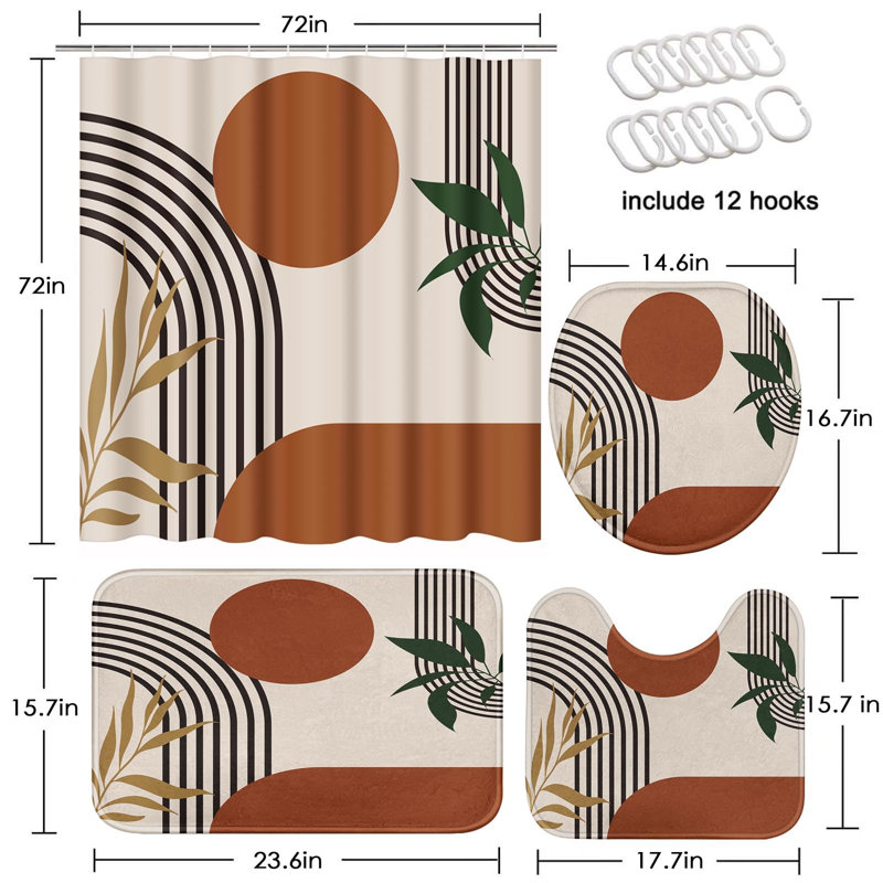 Ensemble de rideau de douche Boho Mid Century
