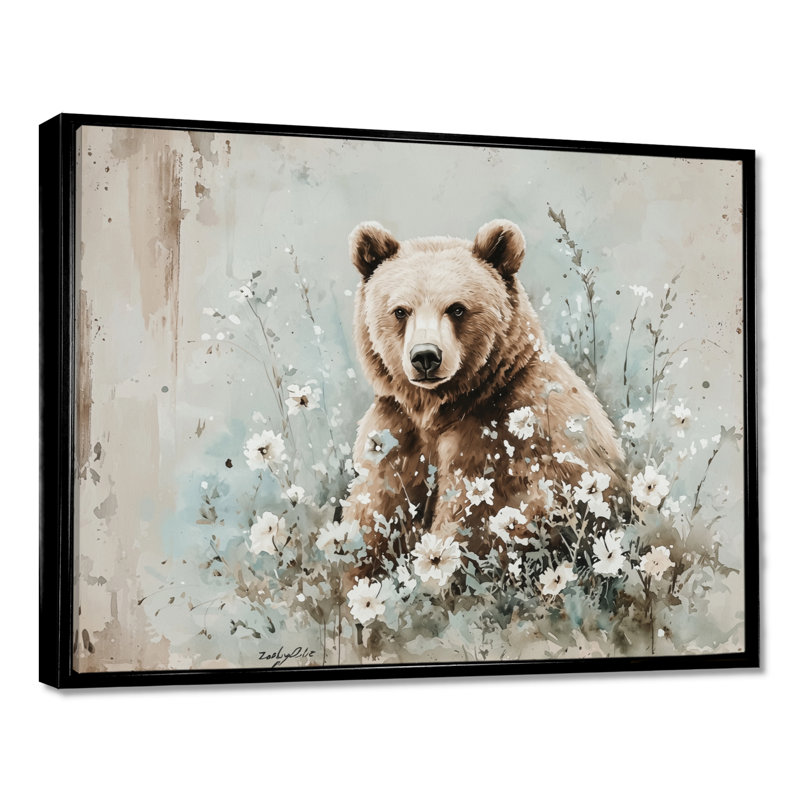 Ours brun dans la forêt I - ours, art mural dans le salon, Noir, Impression dans un cadre flottant sans passe-parto