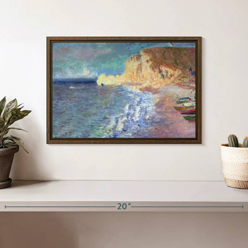 Le matin à Etretat, 13 po x 9 po, Cadre flottant noyer