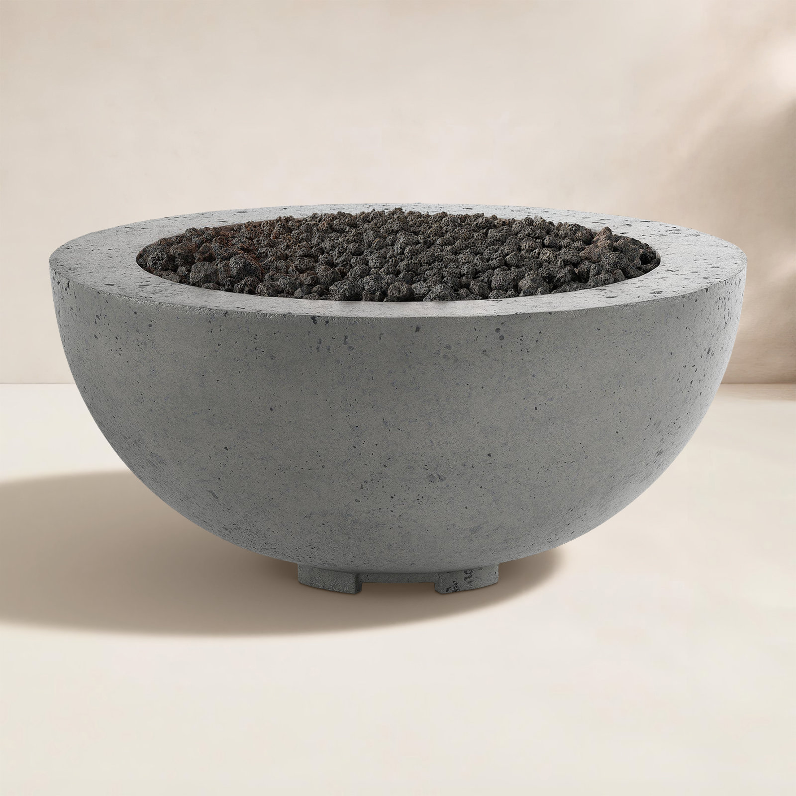 Round Fire Pit Table, Pewter Concrete, Natural Gas