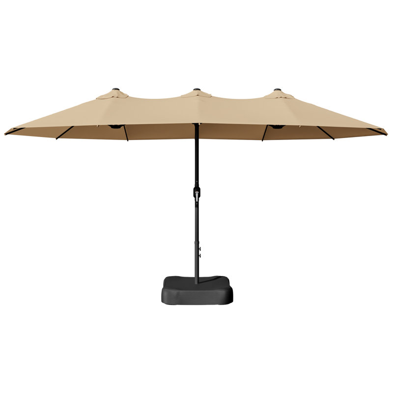 Parasol de marché rectangulaire avec base, Beige