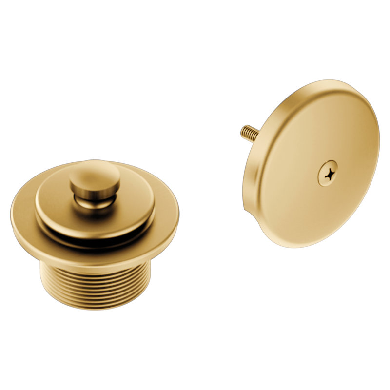 Ensemble de drain de baignoire et douche en métal Moen Push-N-Lock, Or brossé