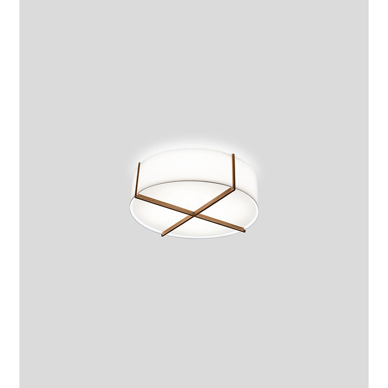 Plura Flush Mount, Frosted Polymer, Walnut, 9.8" H x 30" W x 30" D